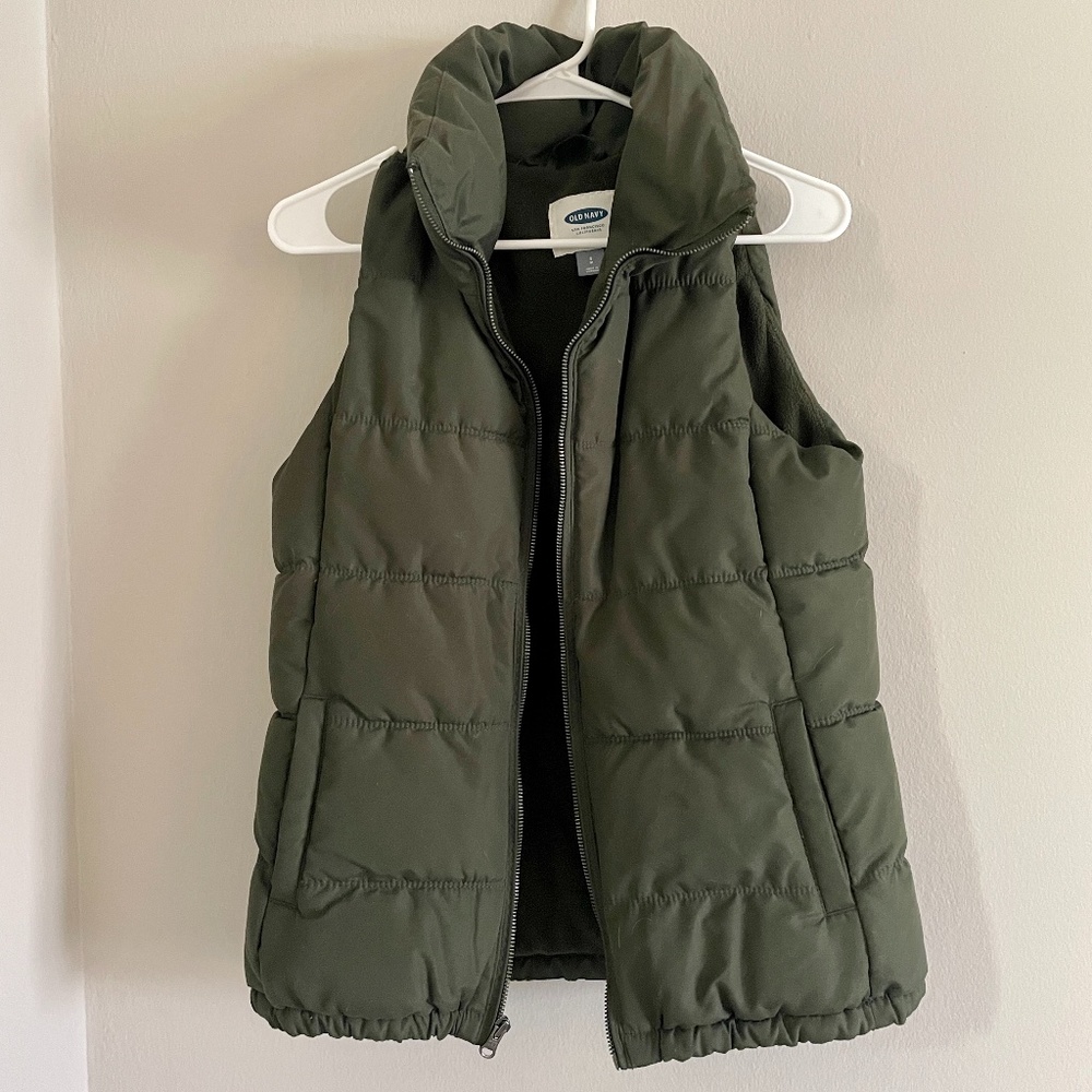 Women's Olive Green Puffer Vest - Small